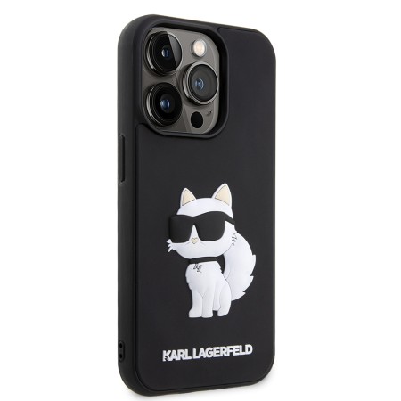 Husa pentru iPhone 14 Pro - Karl Lagerfeld 3D Design (KLHCP14L3DRKHNK) - Rubber Choupette