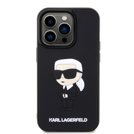 Husa pentru iPhone 14 Pro - Karl Lagerfeld 3D Design (KLHCP14L3DRKINK) - Rubber Ikonik