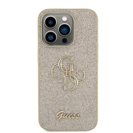 Husa pentru iPhone 15 Pro - Guess Glitter Script Big 4G (GUHCP15LHG4SGD) - Gold