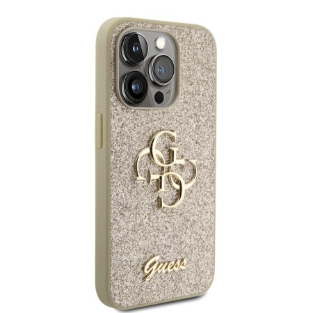 Husa pentru iPhone 15 Pro Max - Guess Glitter Script Big 4G (GUHCP15XHG4SGD) - Gold