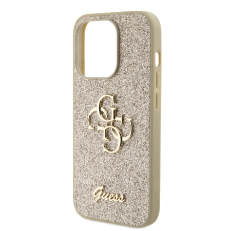 Husa pentru iPhone 15 Pro Max - Guess Glitter Script Big 4G (GUHCP15XHG4SGD) - Gold