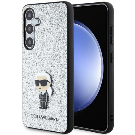 Husa pentru Samsung Galaxy S24 Plus - Karl Lagerfeld Hardcase Glitter Fixed (KLHCS24MGCNPSG) - Silver Ikonik Logo