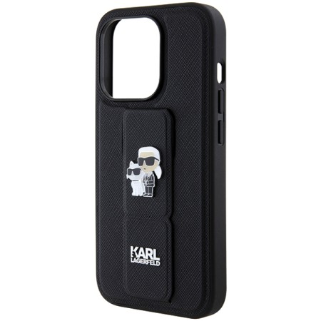 Husa pentru iPhone 14 Pro - Karl Lagerfeld Saffiano Gripstand (KLHCP14LGSAKCPK) - KarlandChoupette