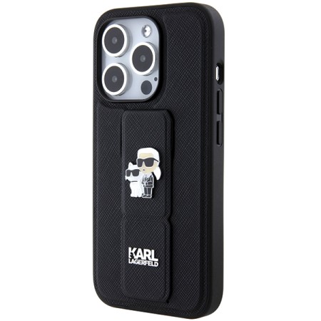 Husa pentru iPhone 14 Pro - Karl Lagerfeld Saffiano Gripstand (KLHCP14LGSAKCPK) - KarlandChoupette