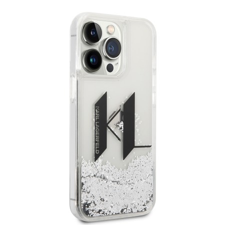 Husa pentru iPhone 14 Pro - Karl Lagerfeld Hardcase Liquid Glitter (KLHCP14LLBKLCS) - Big KL