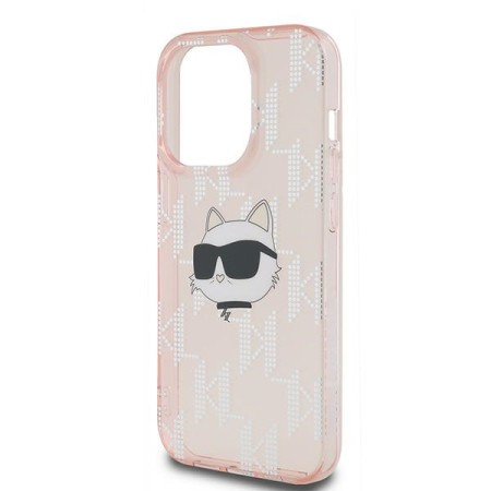 Husa pentru iPhone 14 Pro - Karl Lagerfeld IML Luxury (KLHCP14LHKLPCHP) - Pink Choupette HeadandMonogram