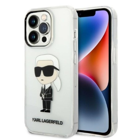 Husa iPhone 14 Pro - Karl Lagerfeld Hardcase Transparent (KLHCP14LHNIKTCT) - Ikonik Karl Lagerfeld