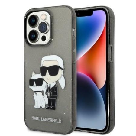 Husa pentru iPhone 14 Pro - Karl Lagerfeld Hardcase Glitter (KLHCP14LHNKCTGK) - KarlandChoupette