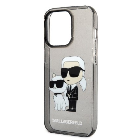 Husa pentru iPhone 14 Pro - Karl Lagerfeld Hardcase Glitter (KLHCP14LHNKCTGK) - KarlandChoupette