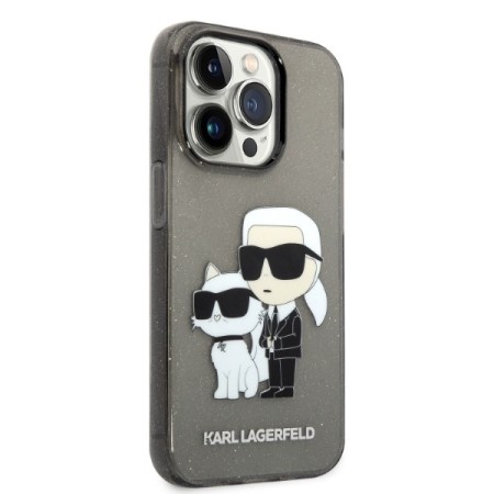 Husa pentru iPhone 14 Pro - Karl Lagerfeld Hardcase Glitter (KLHCP14LHNKCTGK) - KarlandChoupette