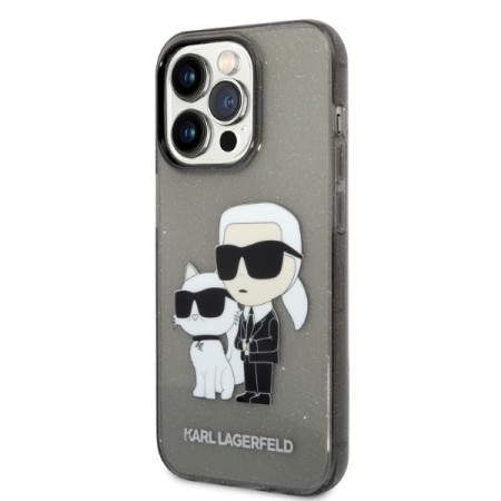 Husa pentru iPhone 14 Pro - Karl Lagerfeld Hardcase Glitter (KLHCP14LHNKCTGK) - KarlandChoupette