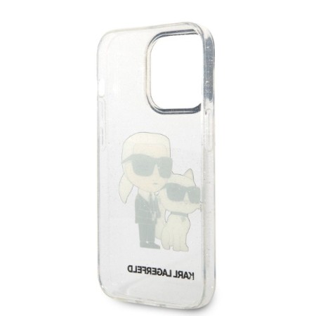 Husa pentru iPhone 14 Pro - Karl Lagerfeld Hardcase Glitter (KLHCP14LHNKCTGT) - Transparent KarlandChoupette