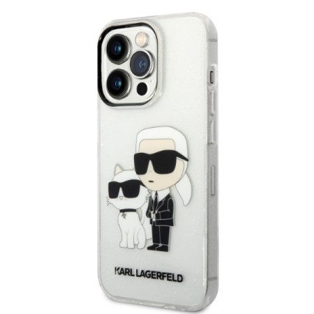 Husa pentru iPhone 14 Pro - Karl Lagerfeld Hardcase Glitter (KLHCP14LHNKCTGT) - Transparent KarlandChoupette