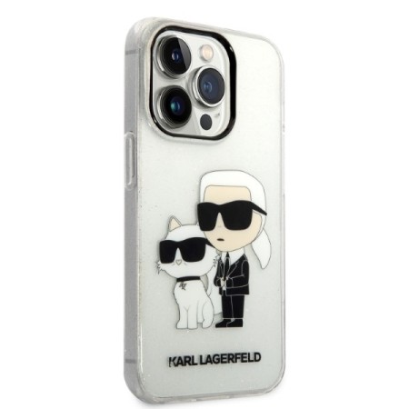 Husa pentru iPhone 14 Pro - Karl Lagerfeld Hardcase Glitter (KLHCP14LHNKCTGT) - Transparent KarlandChoupette