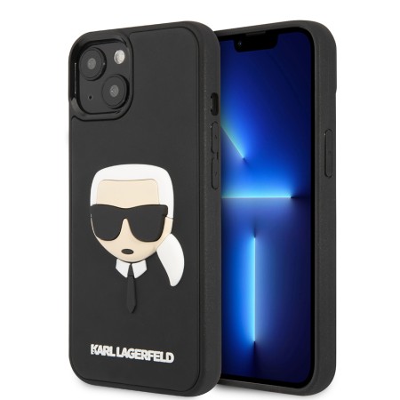 Husa pentru iPhone 14 Plus / iPhone 15 Plus - Karl Lagerfeld 3D Design (KLHCP14MKH3DBK) - Rubber Karls Head