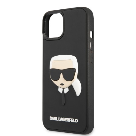 Husa pentru iPhone 14 Plus / iPhone 15 Plus - Karl Lagerfeld 3D Design (KLHCP14MKH3DBK) - Rubber Karls Head