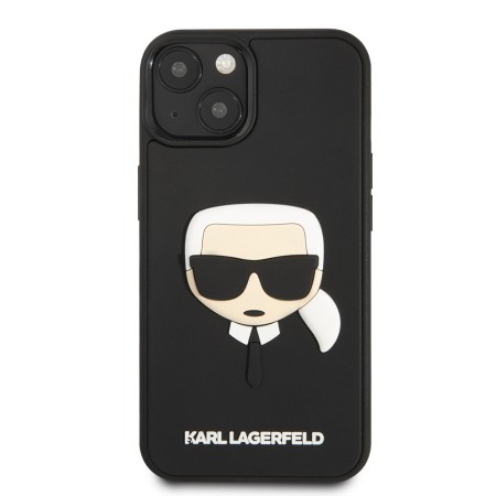 Husa pentru iPhone 14 Plus / iPhone 15 Plus - Karl Lagerfeld 3D Design (KLHCP14MKH3DBK) - Rubber Karls Head