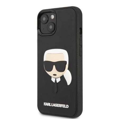 Husa pentru iPhone 14 Plus / iPhone 15 Plus - Karl Lagerfeld 3D Design (KLHCP14MKH3DBK) - Rubber Karls Head