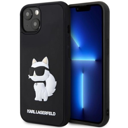 Husa pentru iPhone 14 Plus / iPhone 15 Plus - Karl Lagerfeld 3D Design (KLHCP14M3DRKHNK) - Rubber Choupette