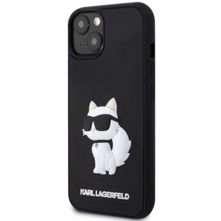 Husa pentru iPhone 14 Plus / iPhone 15 Plus - Karl Lagerfeld 3D Design (KLHCP14M3DRKHNK) - Rubber Choupette