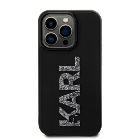 Husa pentru iPhone 15 Pro Max - Karl Lagerfeld 3D Design (KLHCP15X3DMBKCK) - Rubber Glitter Logo