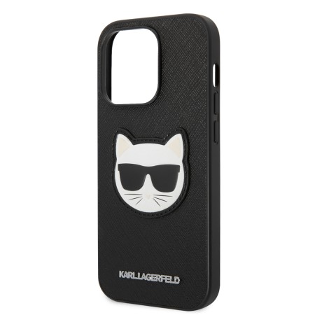 Husa pentru iPhone 14 Pro - Karl Lagerfeld Saffiano (KLHCP14LSAPCHK) - Choupette Head