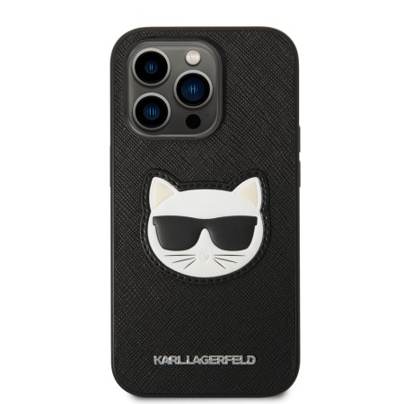 Husa pentru iPhone 14 Pro - Karl Lagerfeld Saffiano (KLHCP14LSAPCHK) - Choupette Head