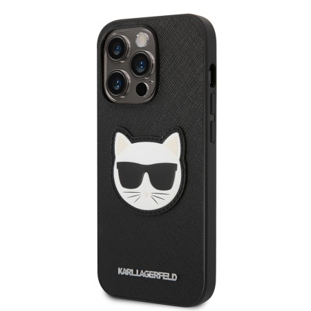 Husa pentru iPhone 14 Pro - Karl Lagerfeld Saffiano (KLHCP14LSAPCHK) - Choupette Head