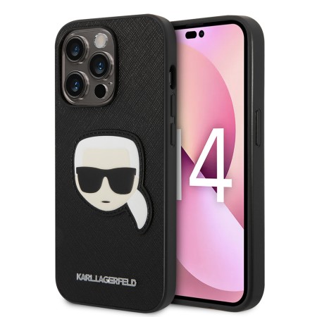 Husa pentru iPhone 14 Pro - Karl Lagerfeld Saffiano (KLHCP14LSAPKHK) - Karls Head