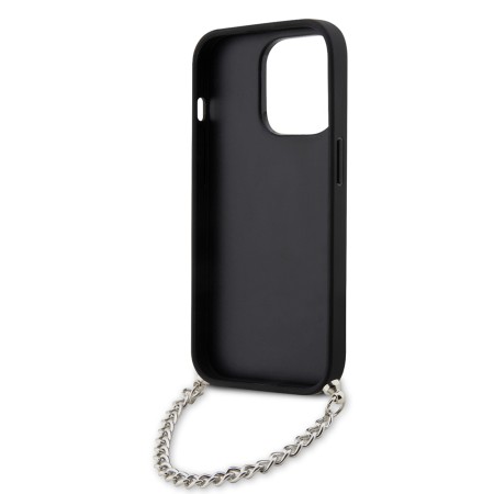 Husa pentru iPhone 14 Pro - Karl Lagerfeld Saffiano Monogram Chain (KLHCP14LSACKLHPG) - Silver