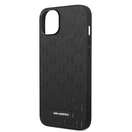 Husa pentru iPhone 14 Plus / iPhone 15 Plus - Karl Lagerfeld Saffiano (KLHCP14MSAKLHPK) - Mono Metal Logo