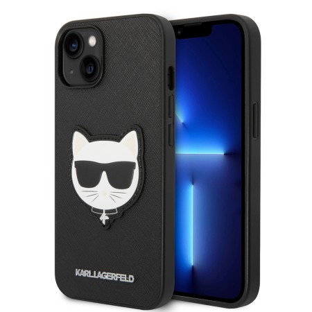 Husa pentru iPhone 14 Plus / iPhone 15 Plus - Karl Lagerfeld Saffiano (KLHCP14MSAPCHK) - Choupette Head