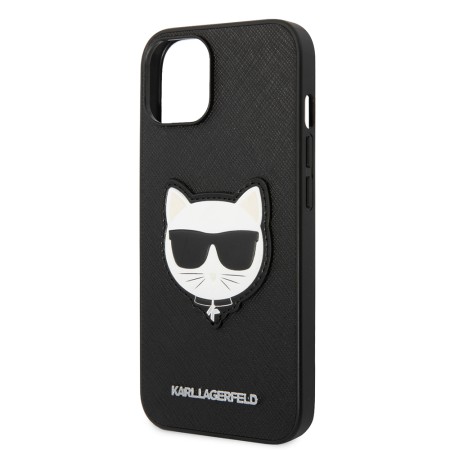 Husa pentru iPhone 14 Plus / iPhone 15 Plus - Karl Lagerfeld Saffiano (KLHCP14MSAPCHK) - Choupette Head