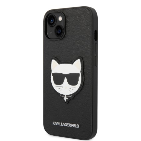 Husa pentru iPhone 14 Plus / iPhone 15 Plus - Karl Lagerfeld Saffiano (KLHCP14MSAPCHK) - Choupette Head