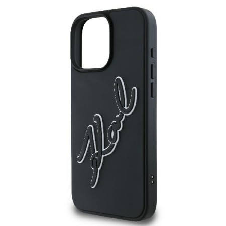 Husa pentru iPhone 16 Pro - Karl Lagerfeld 3D Design (KLHCP16L3DRKSDLK) - Rubber Signature