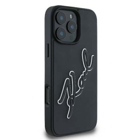 Husa pentru iPhone 16 Pro - Karl Lagerfeld 3D Design (KLHCP16L3DRKSDLK) - Rubber Signature