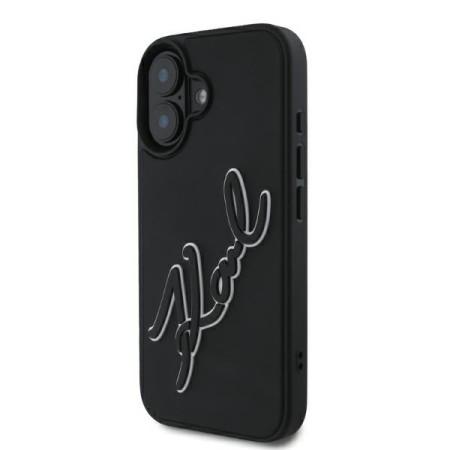 Husa pentru iPhone 16 - Karl Lagerfeld 3D Design (KLHCP16S3DRKSDLK) - Rubber Signature