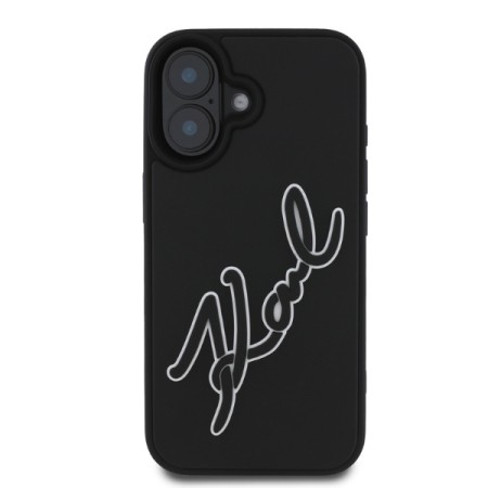 Husa pentru iPhone 16 - Karl Lagerfeld 3D Design (KLHCP16S3DRKSDLK) - Rubber Signature