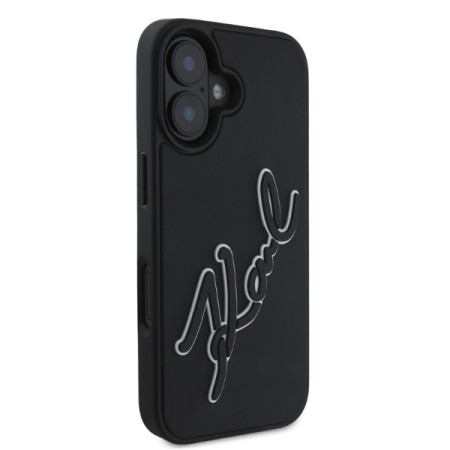 Husa pentru iPhone 16 - Karl Lagerfeld 3D Design (KLHCP16S3DRKSDLK) - Rubber Signature