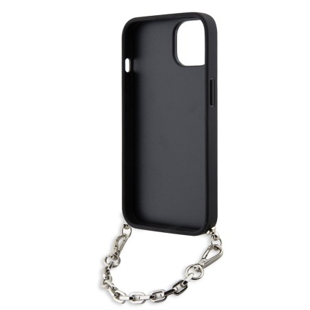 Husa pentru iPhone 15 / iPhone 14 / iPhone 13 - Karl Lagerfeld Saffiano Monogram Chain (KLHCP14SSACKLHPK) - Black