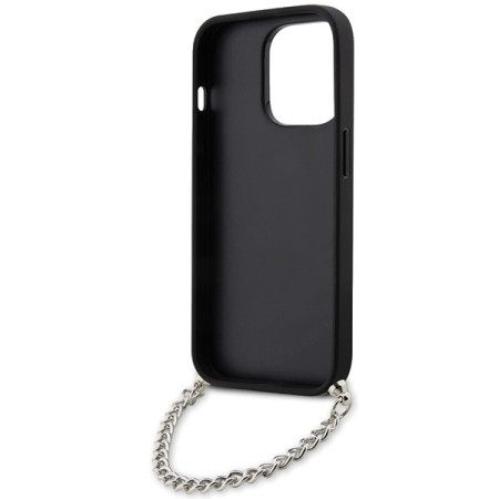 Husa pentru iPhone 14 Pro Max - Karl Lagerfeld Saffiano Monogram Chain (KLHCP14XSACKLHPG) - Silver