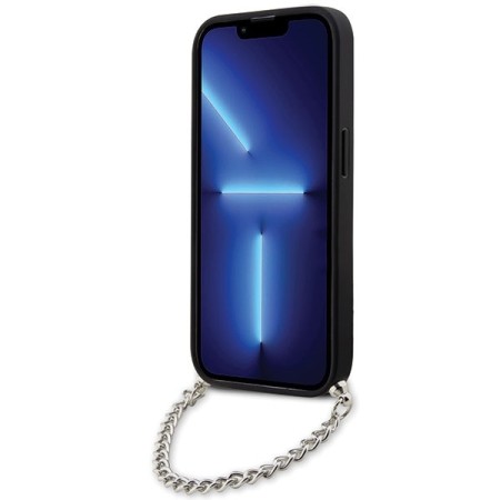 Husa pentru iPhone 14 Pro Max - Karl Lagerfeld Saffiano Monogram Chain (KLHCP14XSACKLHPG) - Silver