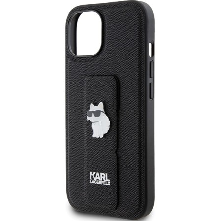 Husa pentru iPhone 15 / iPhone 14 / iPhone 13 - Karl Lagerfeld Saffiano Gripstand (KLHCP15SGSACHPK) - Choupette