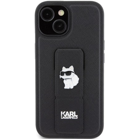 Husa pentru iPhone 15 / iPhone 14 / iPhone 13 - Karl Lagerfeld Saffiano Gripstand (KLHCP15SGSACHPK) - Choupette