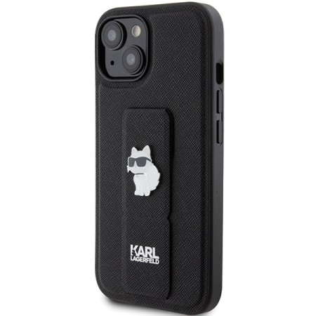 Husa pentru iPhone 15 / iPhone 14 / iPhone 13 - Karl Lagerfeld Saffiano Gripstand (KLHCP15SGSACHPK) - Choupette