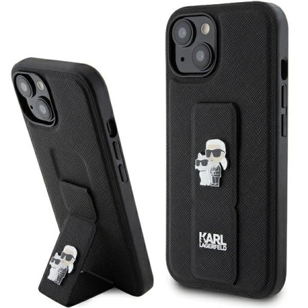 Husa pentru iPhone 15 / iPhone 14 / iPhone 13 - Karl Lagerfeld Saffiano Gripstand (KLHCP15SGSAKCPK) - KarlandChoupette