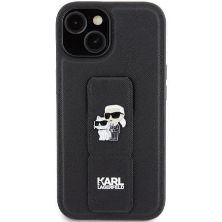 Husa pentru iPhone 15 / iPhone 14 / iPhone 13 - Karl Lagerfeld Saffiano Gripstand (KLHCP15SGSAKCPK) - KarlandChoupette