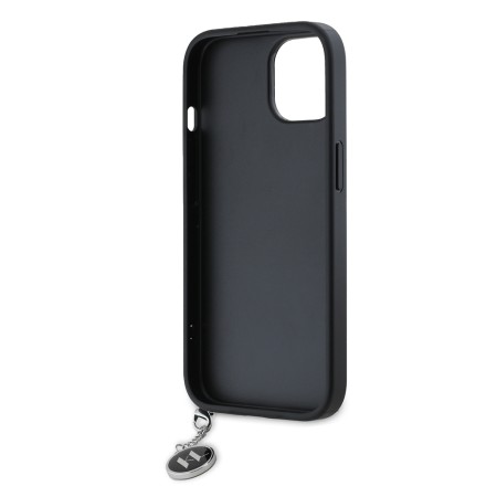 Husa pentru iPhone 15 / iPhone 14 / iPhone 13 - Karl Lagerfeld Saffiano RhinestonesandCharm (KLHCP15SPSAKDGCK) - Black