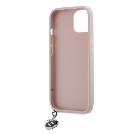 Husa pentru iPhone 15 / iPhone 14 / iPhone 13 - Karl Lagerfeld Saffiano RhinestonesandCharm (KLHCP15SPSAKDGCP) - Pink