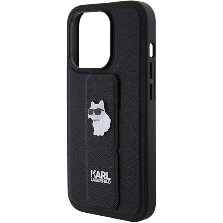 Husa pentru iPhone 15 Pro Max - Karl Lagerfeld Saffiano Gripstand (KLHCP15XGSACHPK) - Choupette